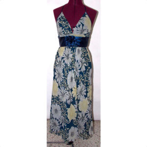 BCBG Paris Floral Halter Maxi Dress Size 4 Silk